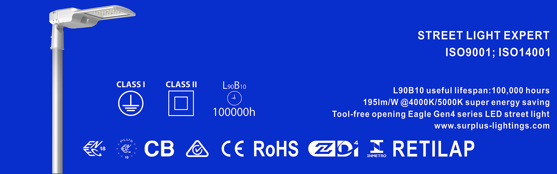 quality Eagle Gen4 195lm/W ENEC ENEC+ CB SAA Zhaga-D4i Street Light factory