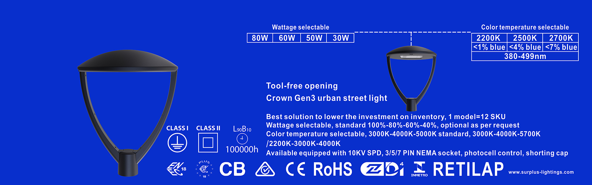 quality Eagle Gen4 195lm/W ENEC ENEC+ CB SAA Zhaga-D4i Street Light factory